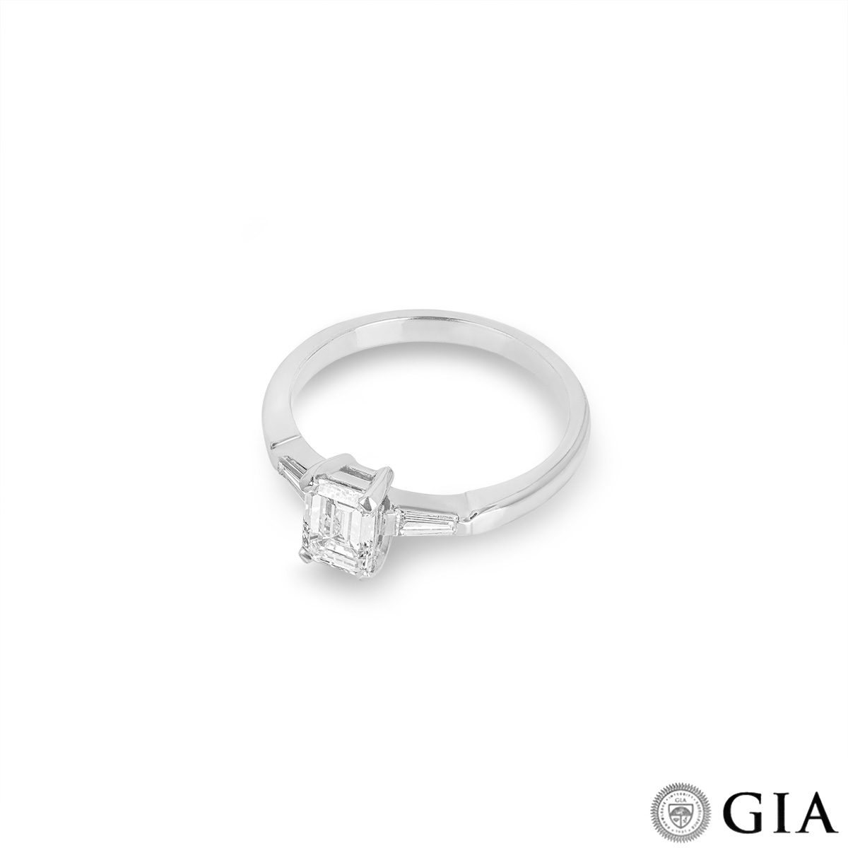 White Gold Emerald Cut Diamond Ring 1.18ct G/VVS2